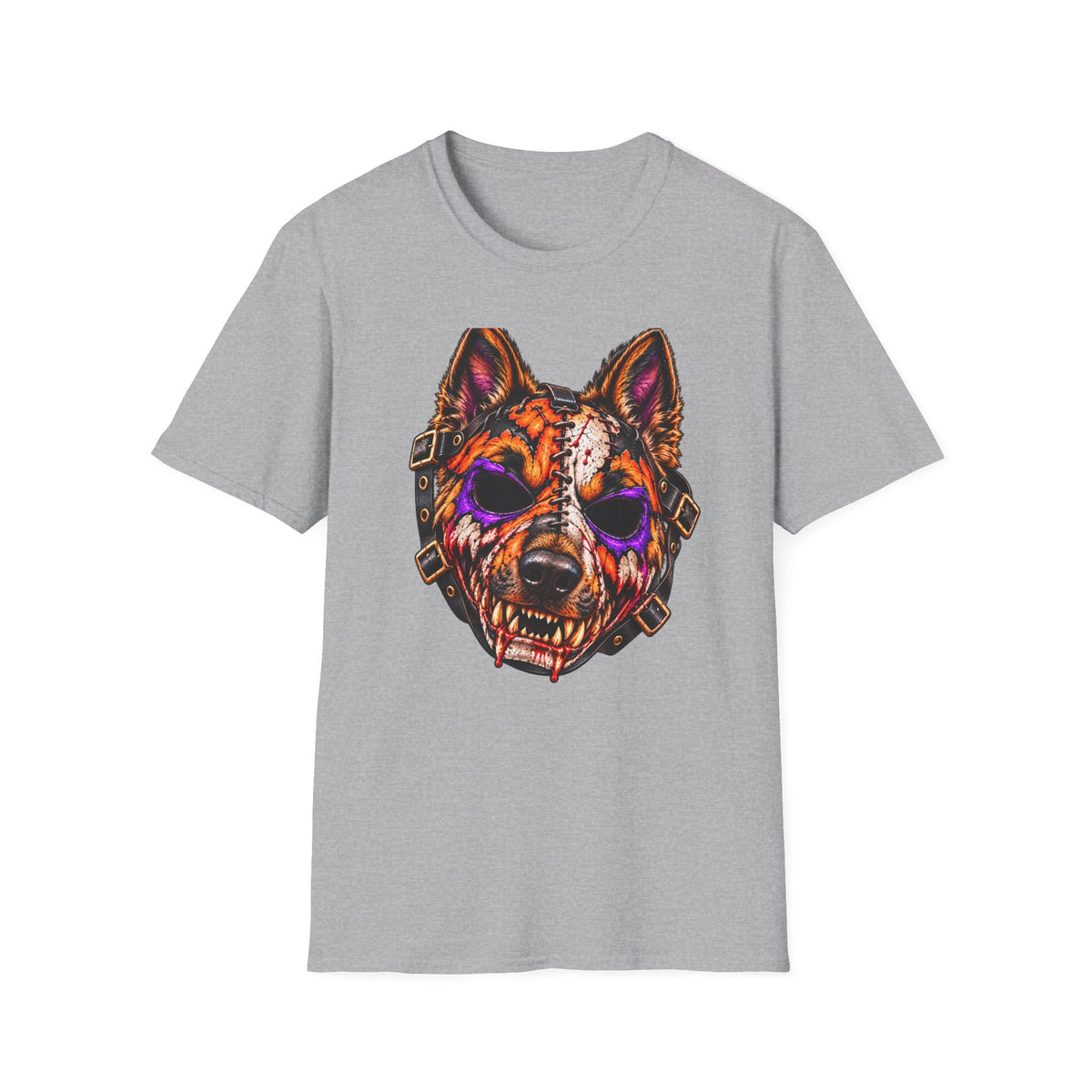 Horror Shepherd Mask T-Shirt — Neon Zombie Shepherd Graphic Tee