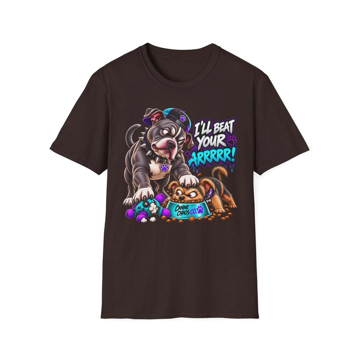Pitbull Playful Tease T-Shirt – "I'll Beat Your Arghhh!" Cute Cartoon Dog Tee