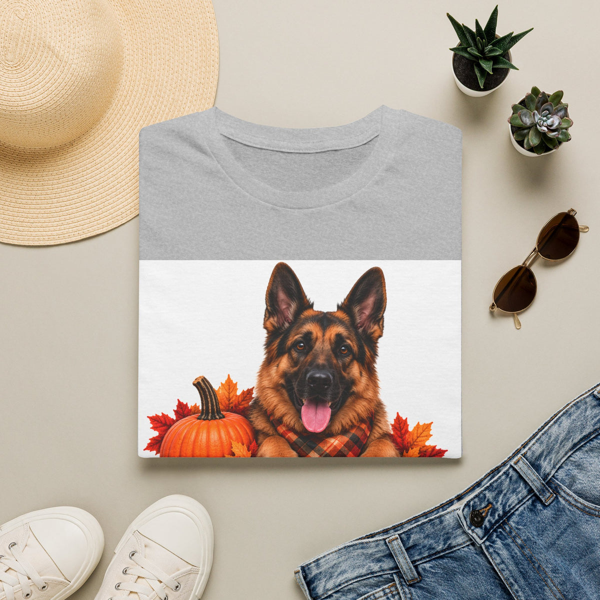 German Shepherd Autumn Tee — "Canine Chest Co." Fall Dog T-Shirt