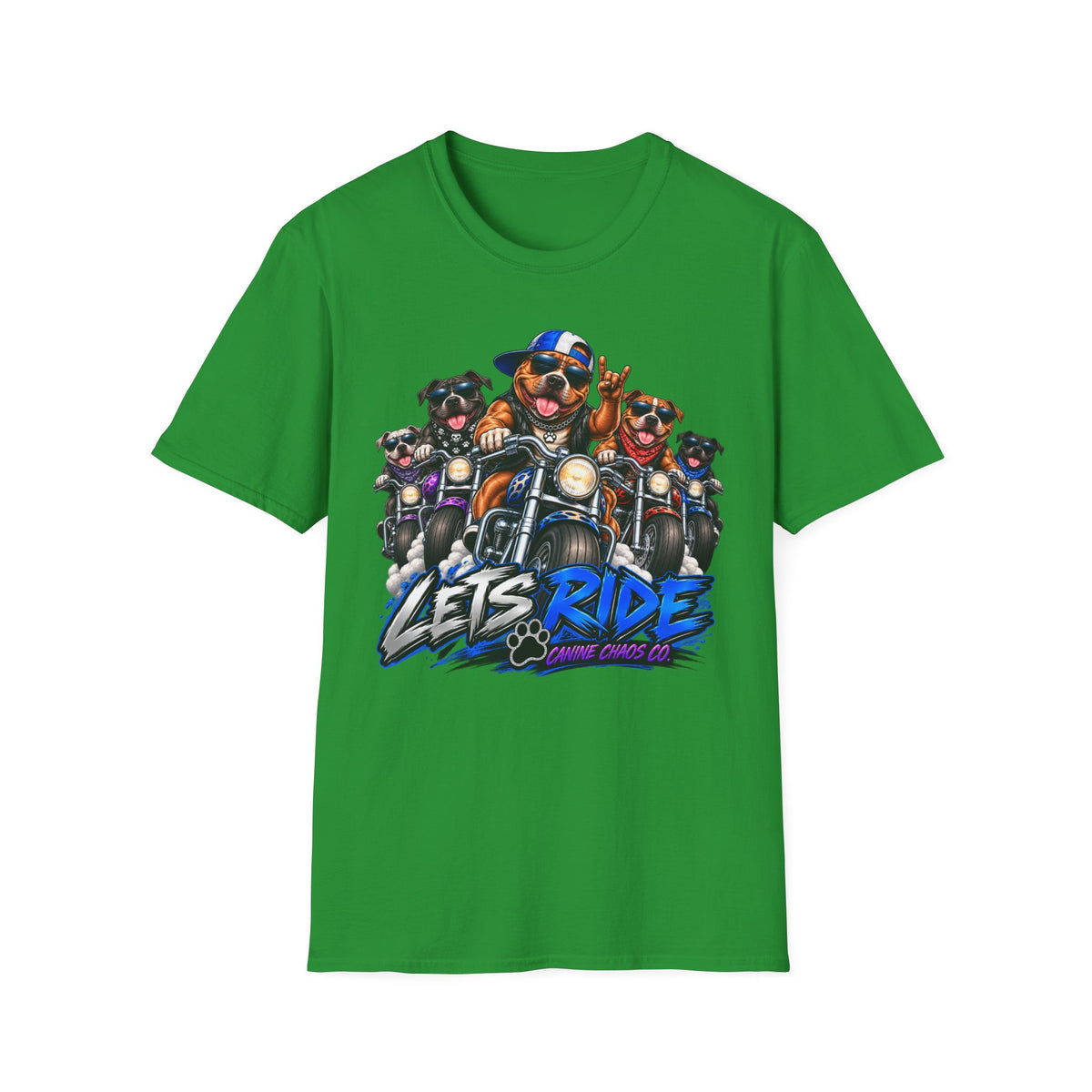 Let's Ride Dogs Motorcycle T-Shirt — Funny Biker Pups Graphic Tee
