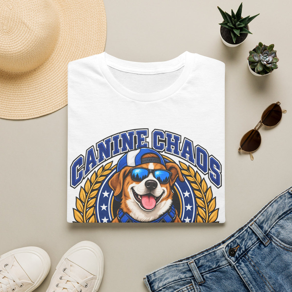 Canine Chaos Athletics T-Shirt — Retro Dog Sports Graphic Tee