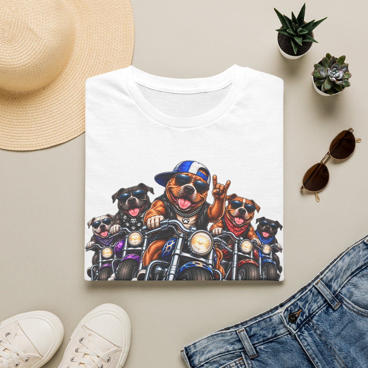 Let's Ride Dogs Motorcycle T-Shirt — Funny Biker Pups Graphic Tee