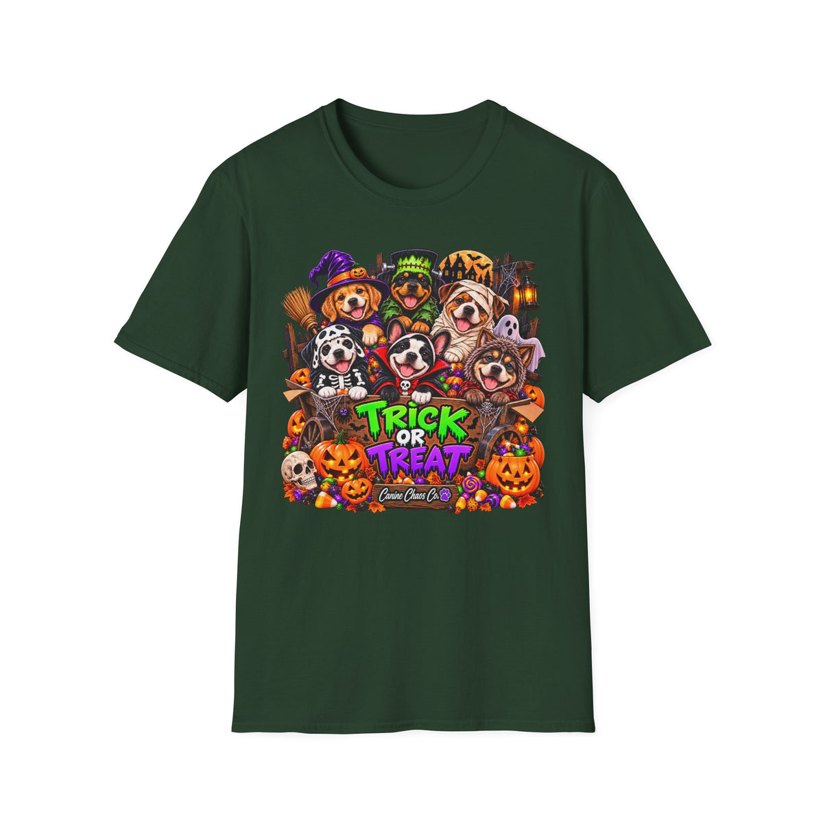 Halloween Dogs Trick or Treat T-Shirt — Cute Puppy Costume Graphic Tee
