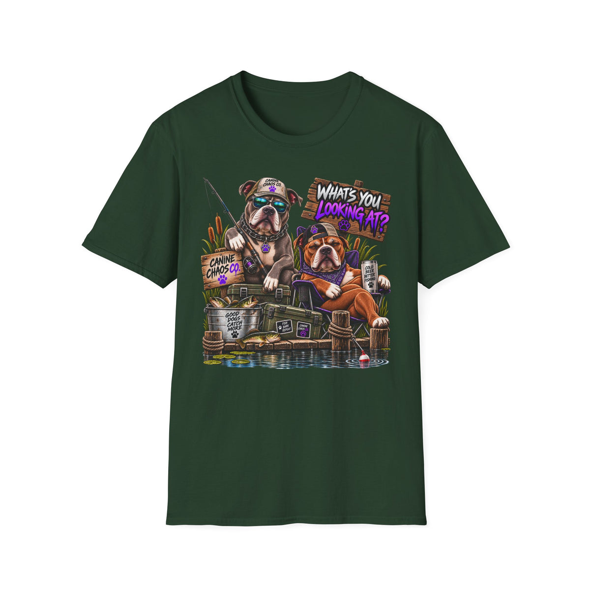 Bulldog Fishing Tee — "What's You Lookin' At?" Graphic T-Shirt