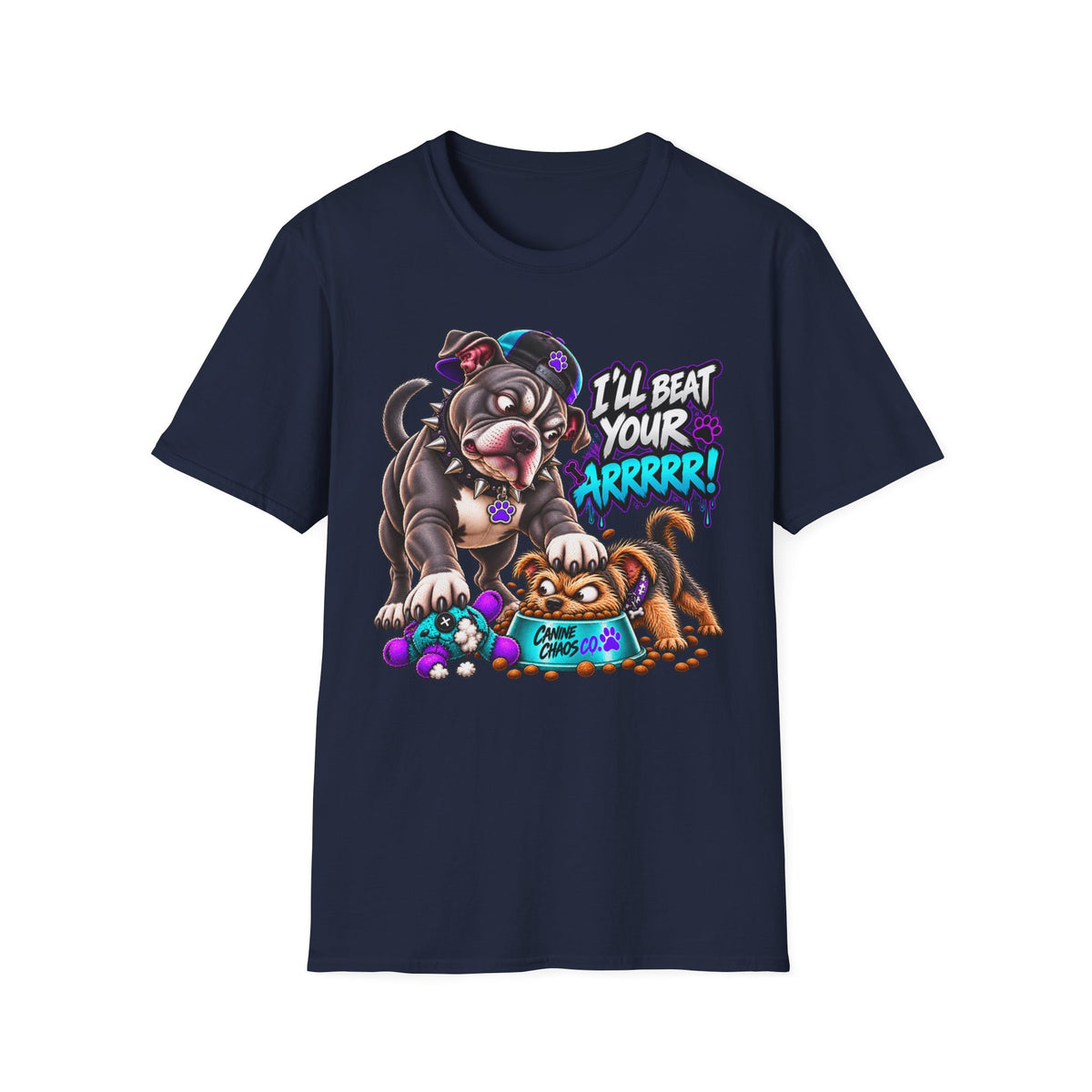 Pitbull Playful Tease T-Shirt – "I'll Beat Your Arghhh!" Cute Cartoon Dog Tee
