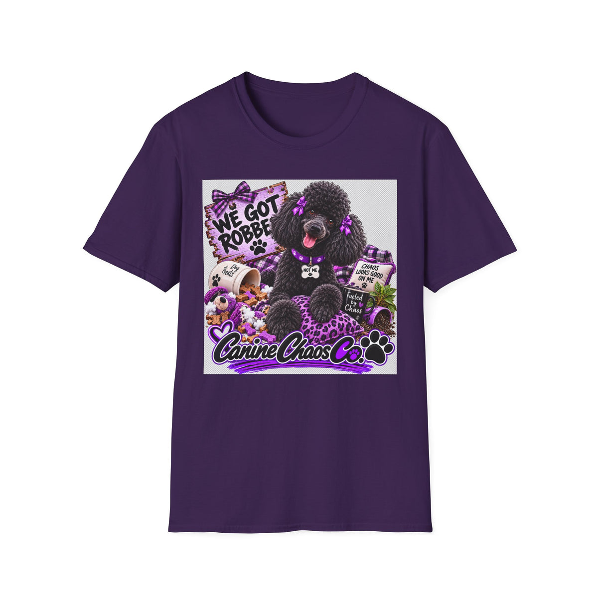 Poodle Paw Print Tee — “We Got Robbed” Canine Chaos Co. Graphic Shirt