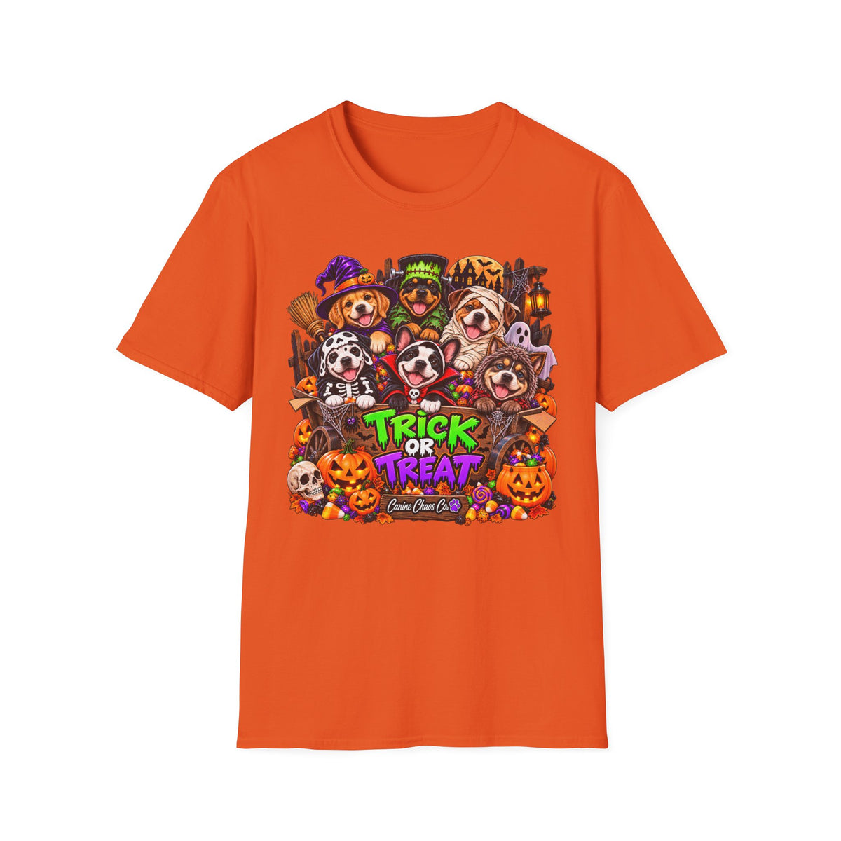 Halloween Dogs Trick or Treat T-Shirt — Cute Puppy Costume Graphic Tee