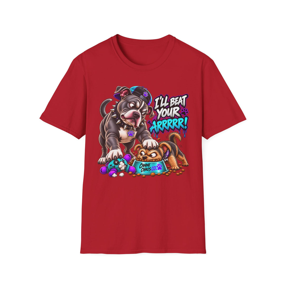 Pitbull Playful Tease T-Shirt – "I'll Beat Your Arghhh!" Cute Cartoon Dog Tee