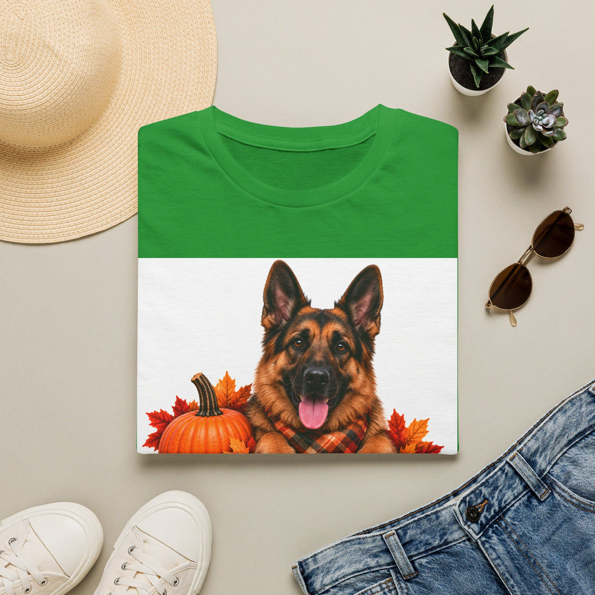 German Shepherd Autumn Tee — "Canine Chest Co." Fall Dog T-Shirt