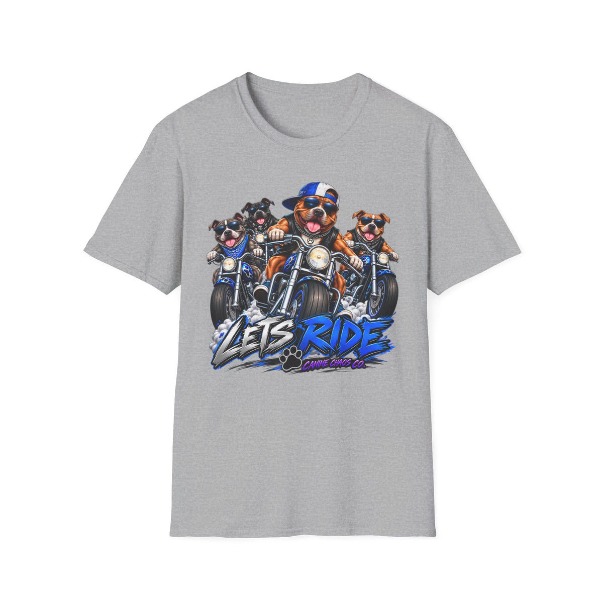 Let's Ride Motorcycle Dogs T-Shirt — Funny Biker Pup Graphic Tee