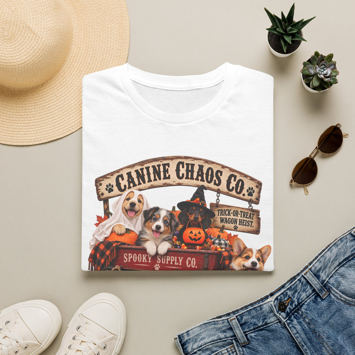 Canine Chaos Co. Halloween Dog T-Shirt — Pumpkins & Pups Fall Graphic Tee
