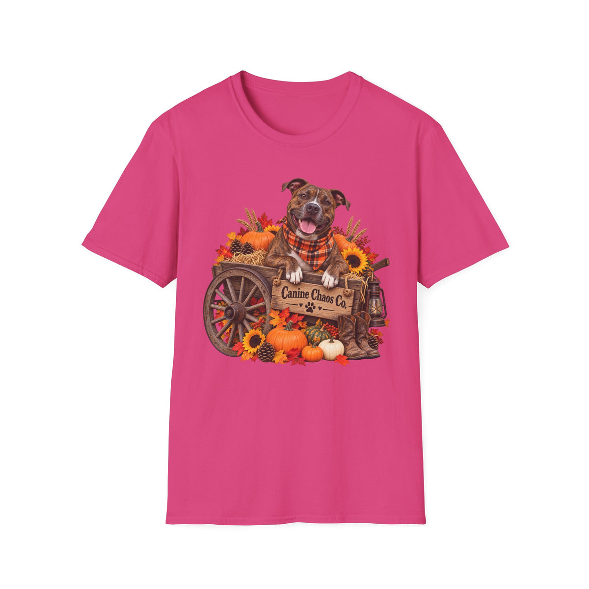 Fall Dog Harvest T-Shirt — 'Canine Chase Co.' Autumn Pumpkin Tee