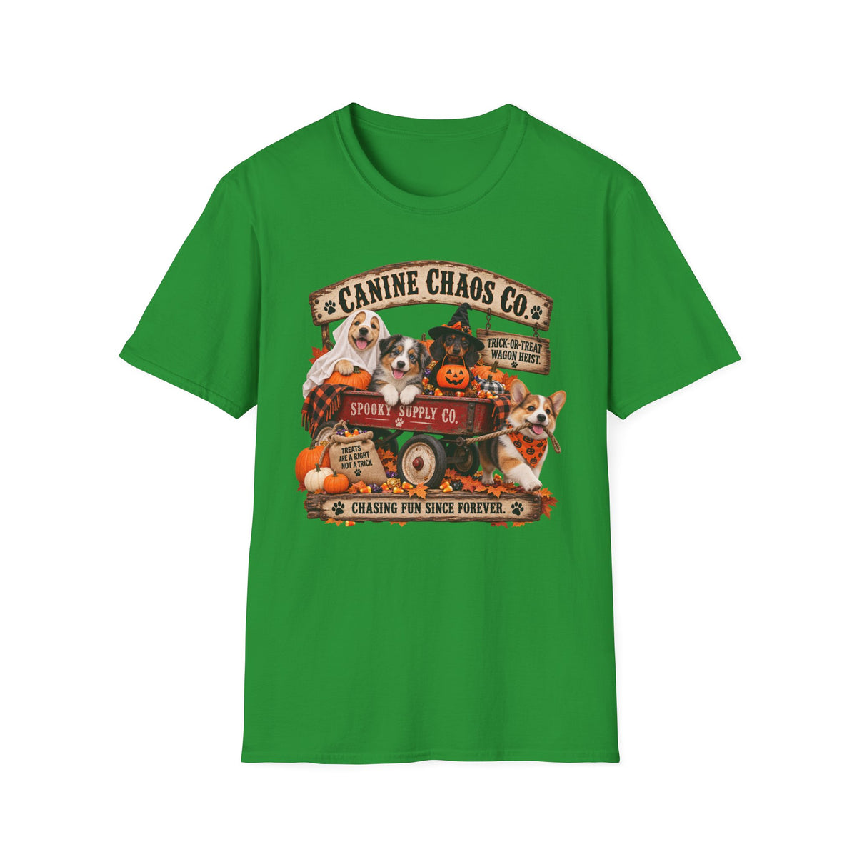 Canine Chaos Co. Halloween Dog T-Shirt — Pumpkins & Pups Fall Graphic Tee