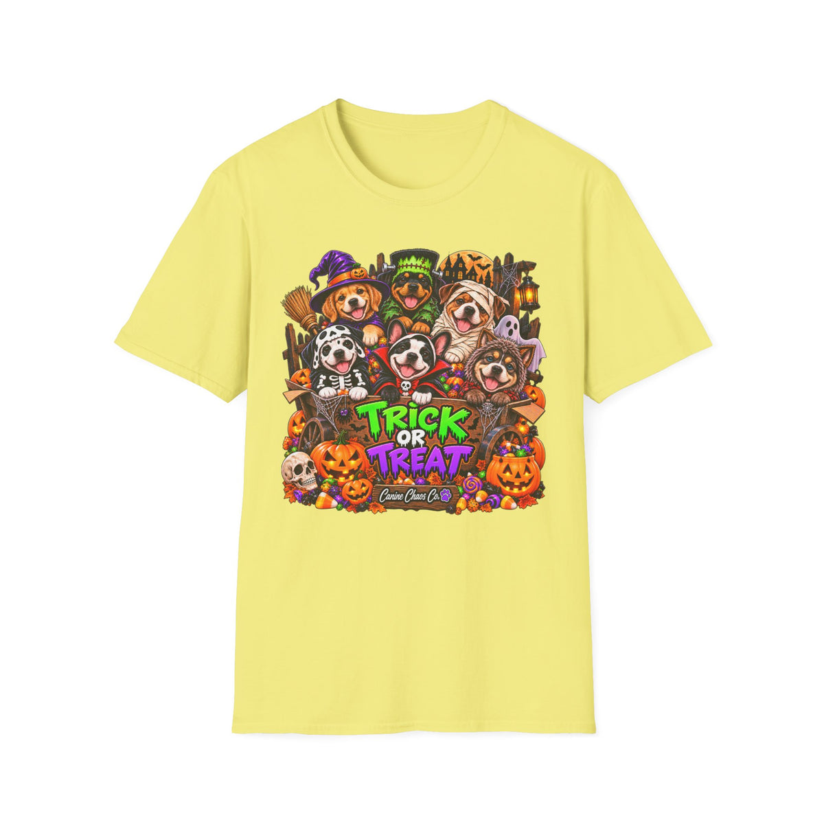 Halloween Dogs Trick or Treat T-Shirt — Cute Puppy Costume Graphic Tee