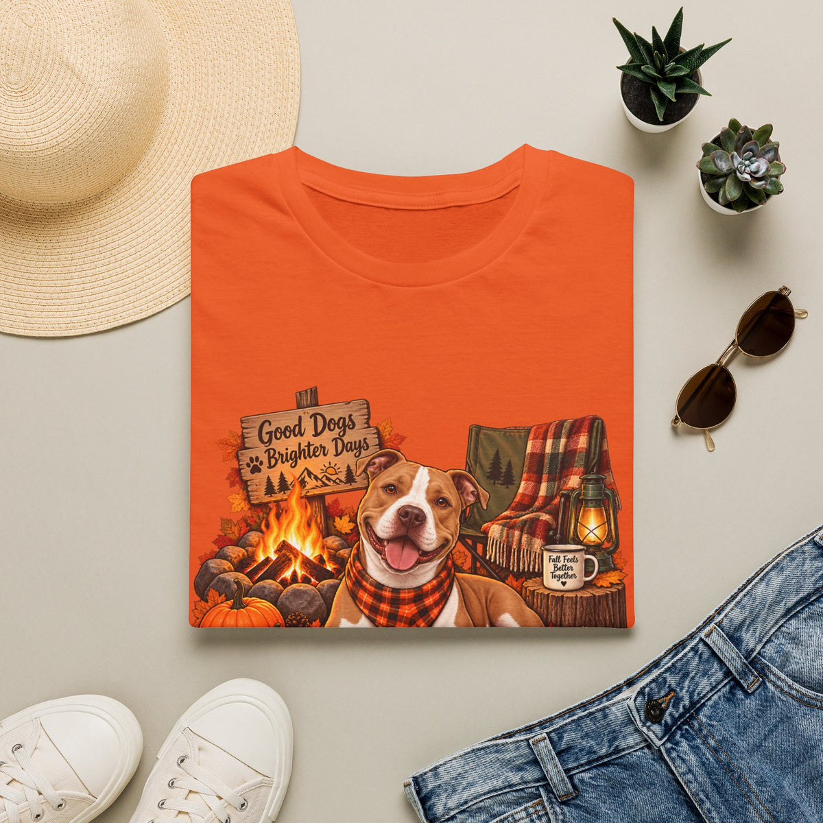 Dog Campfire T-Shirt — "Good Dogs Brighter Days" Fall Graphic Tee
