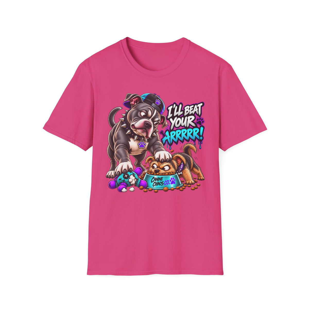 Pitbull Playful Tease T-Shirt – "I'll Beat Your Arghhh!" Cute Cartoon Dog Tee
