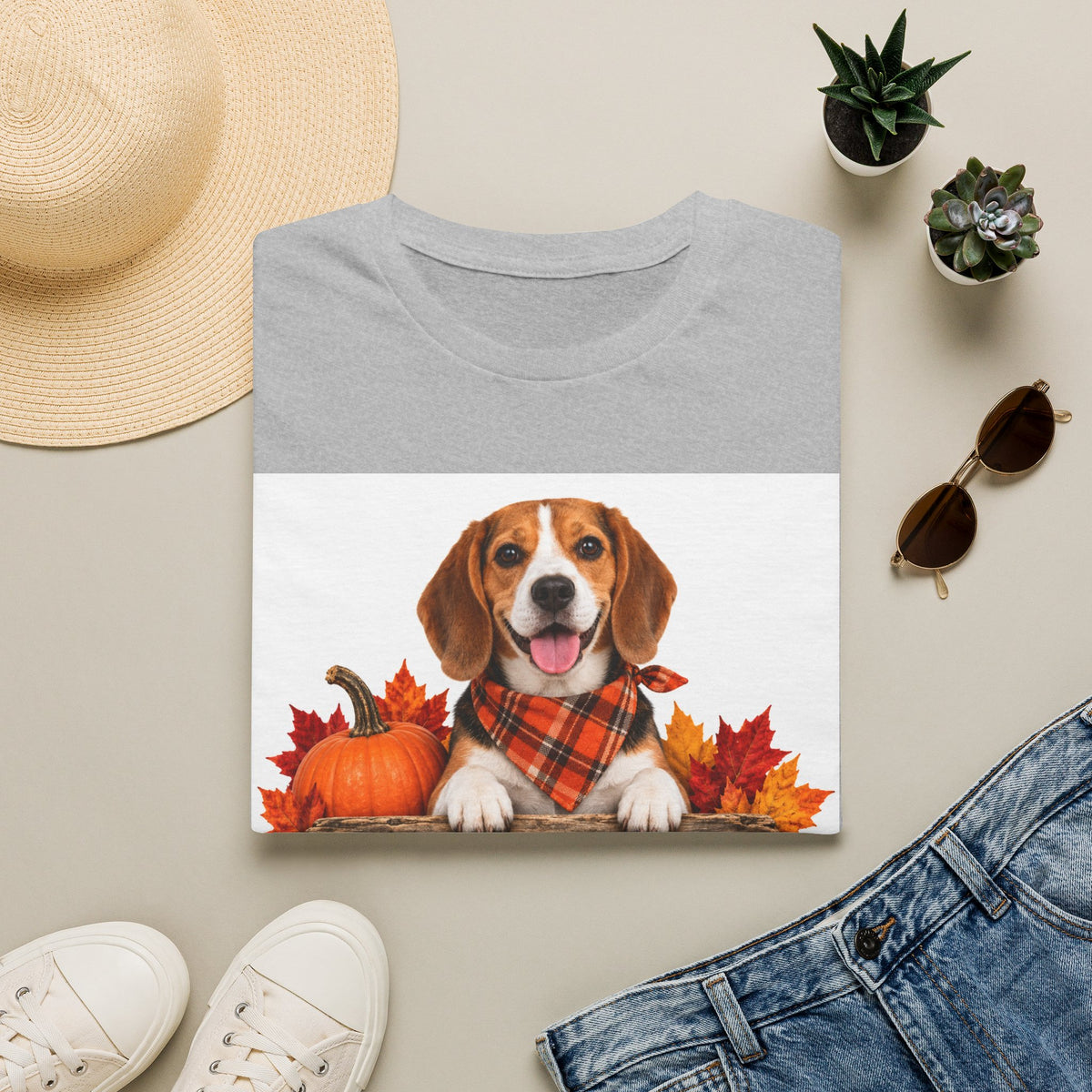 Beagle Fall Tee — "Canine Chaos Co." Autumn Pumpkin Dog T-Shirt