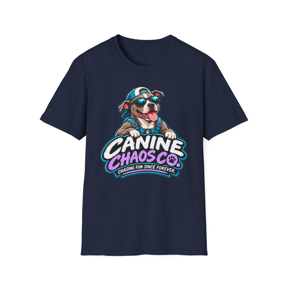Canine Chaos Co. Dog Logo T-Shirt — "Chasing Fun Since Forever"