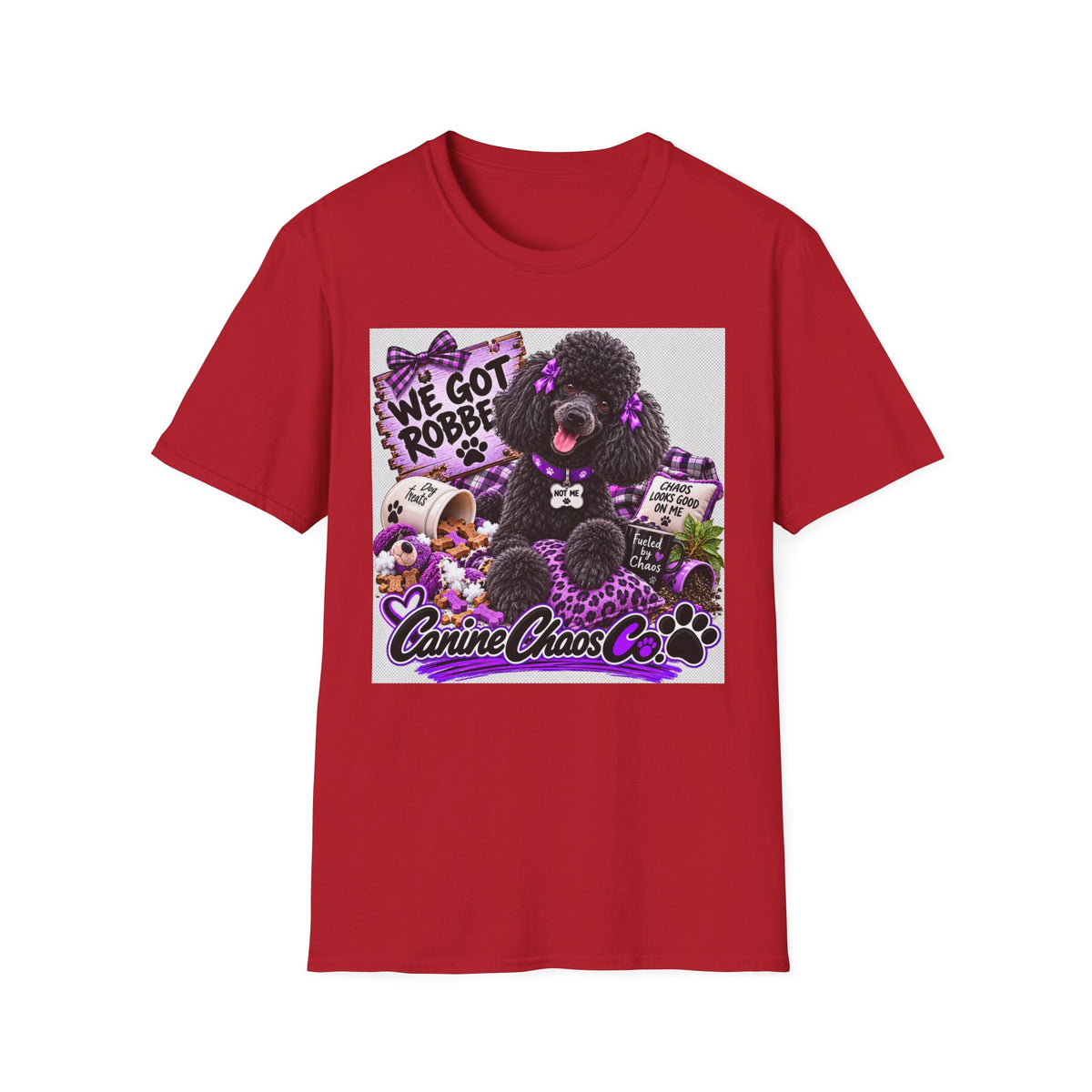 Poodle Paw Print Tee — “We Got Robbed” Canine Chaos Co. Graphic Shirt