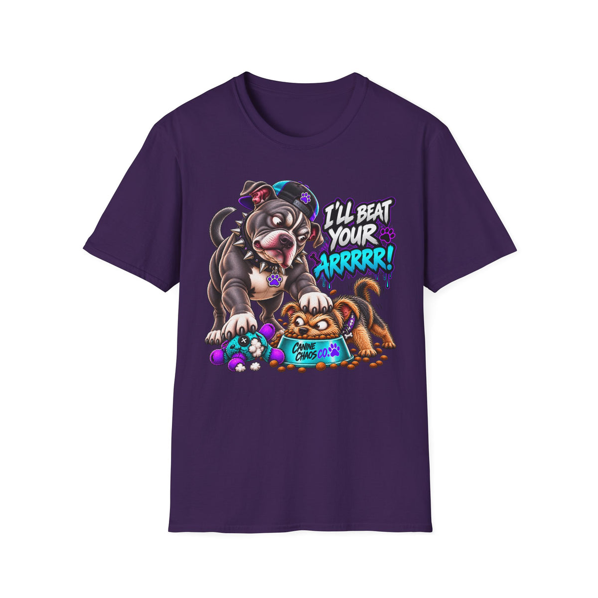 Pitbull Playful Tease T-Shirt – "I'll Beat Your Arghhh!" Cute Cartoon Dog Tee