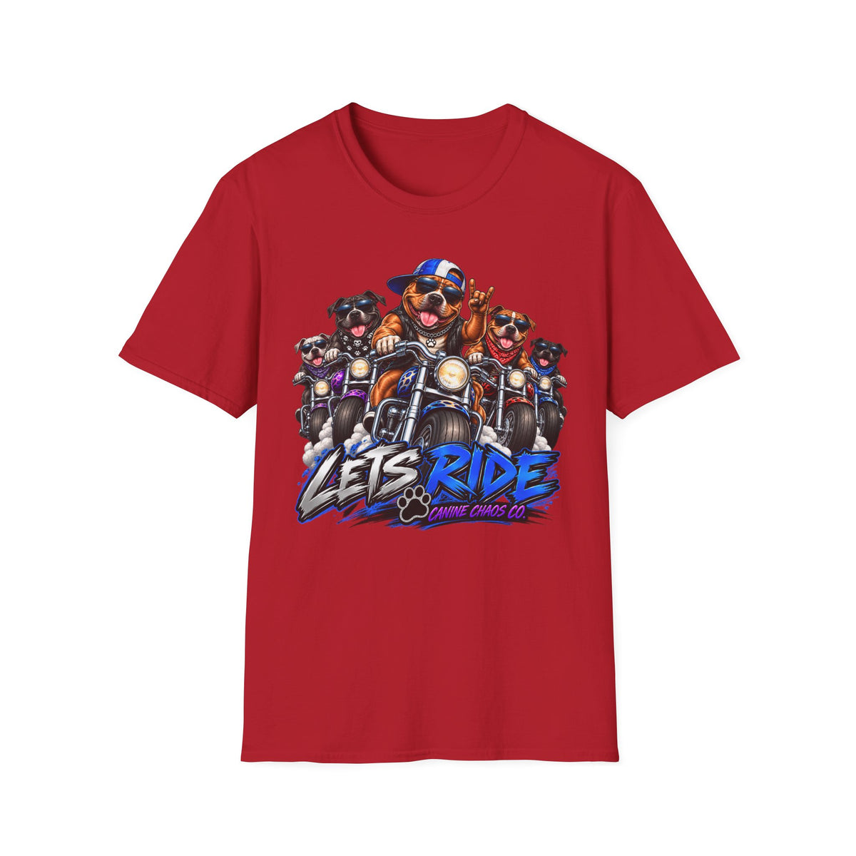 Let's Ride Dogs Motorcycle T-Shirt — Funny Biker Pups Graphic Tee