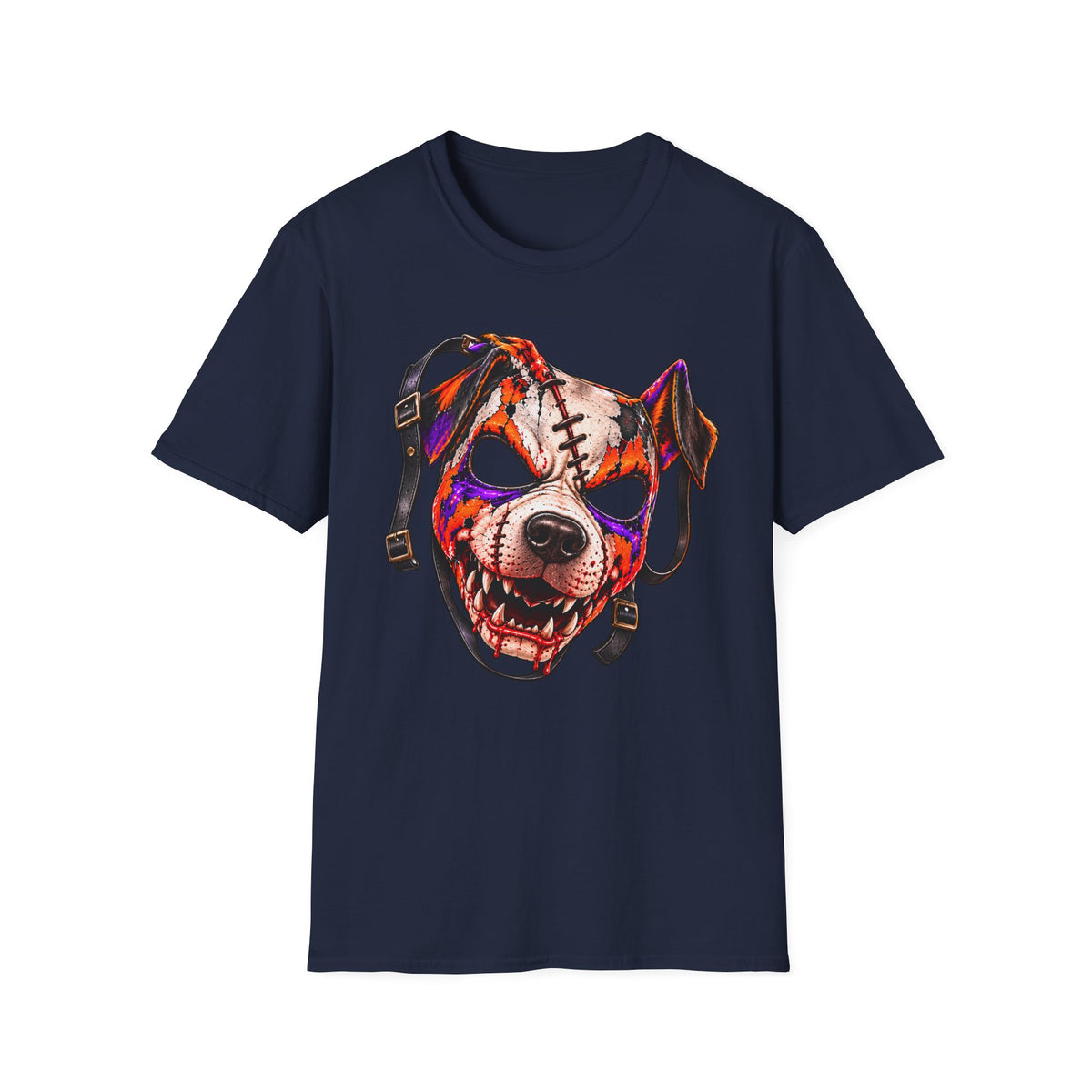 Horror Dog Mask T-Shirt — Scary Grinning Canine Graphic Tee
