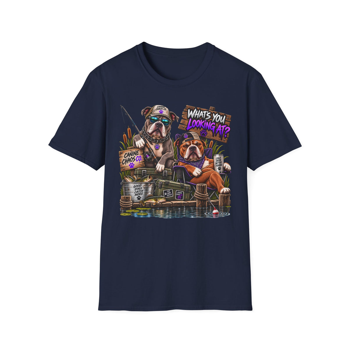 Bulldog Fishing Tee — "What's You Lookin' At?" Graphic T-Shirt