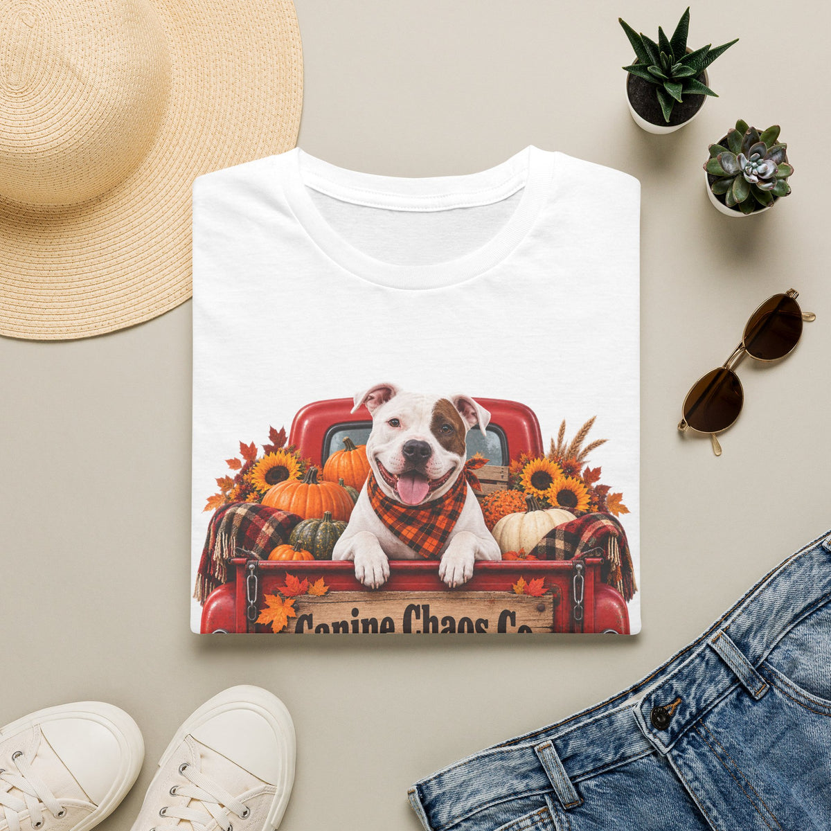 Canine Chaos Co. Fall Truck Dog T-Shirt