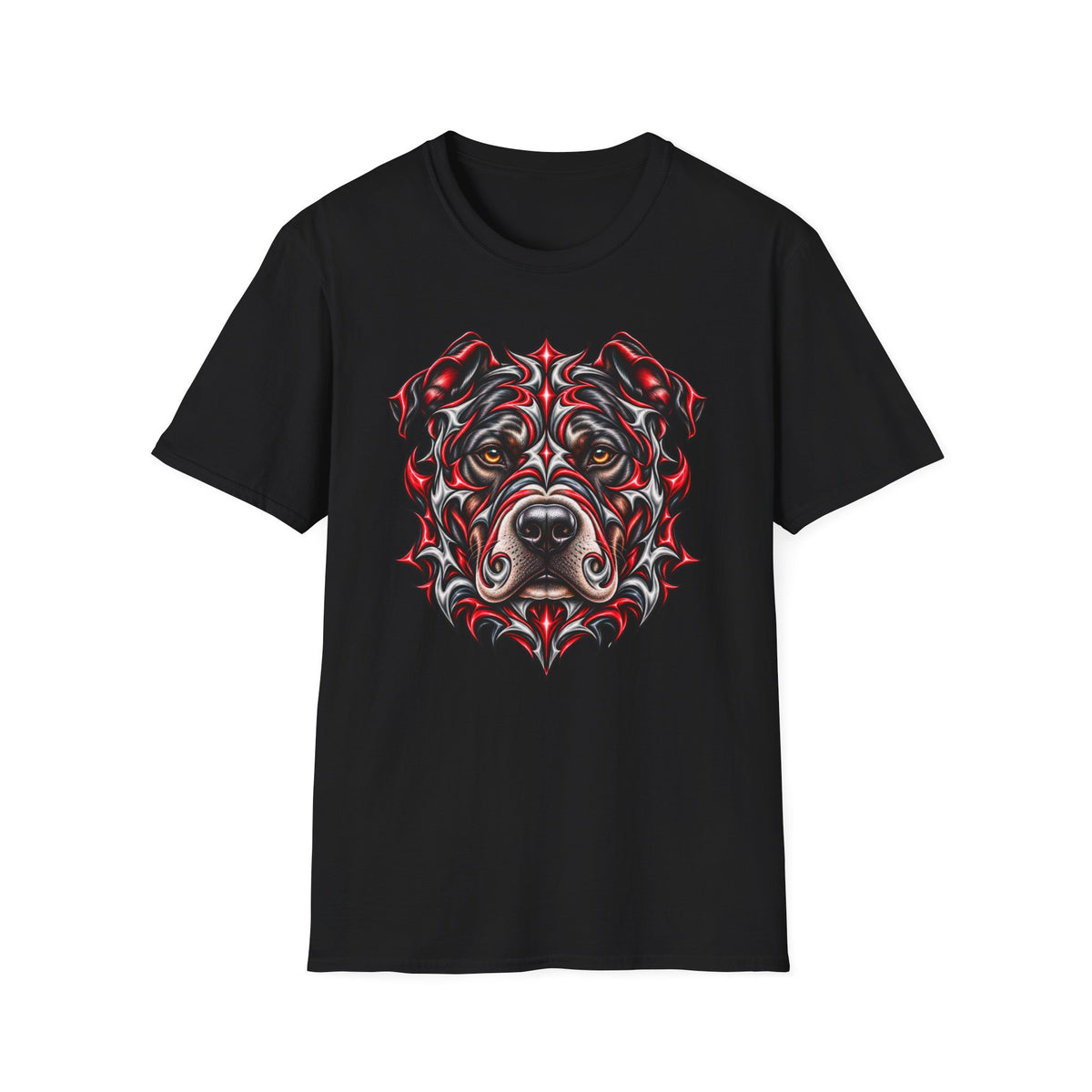 Tribal Red & Black Dog Face T-Shirt