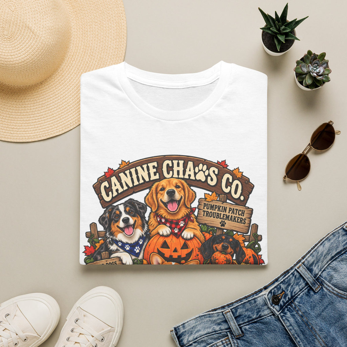 Canine Chaos Co. Halloween Dog T-Shirt — "Chasing Fun Since Forever" Cute Fall Puppy Tee