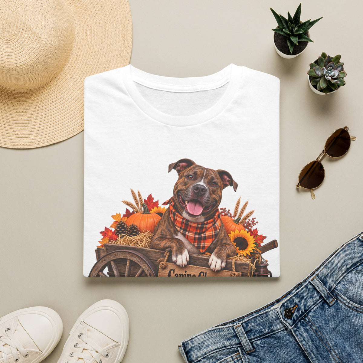 Fall Dog Harvest T-Shirt — 'Canine Chase Co.' Autumn Pumpkin Tee