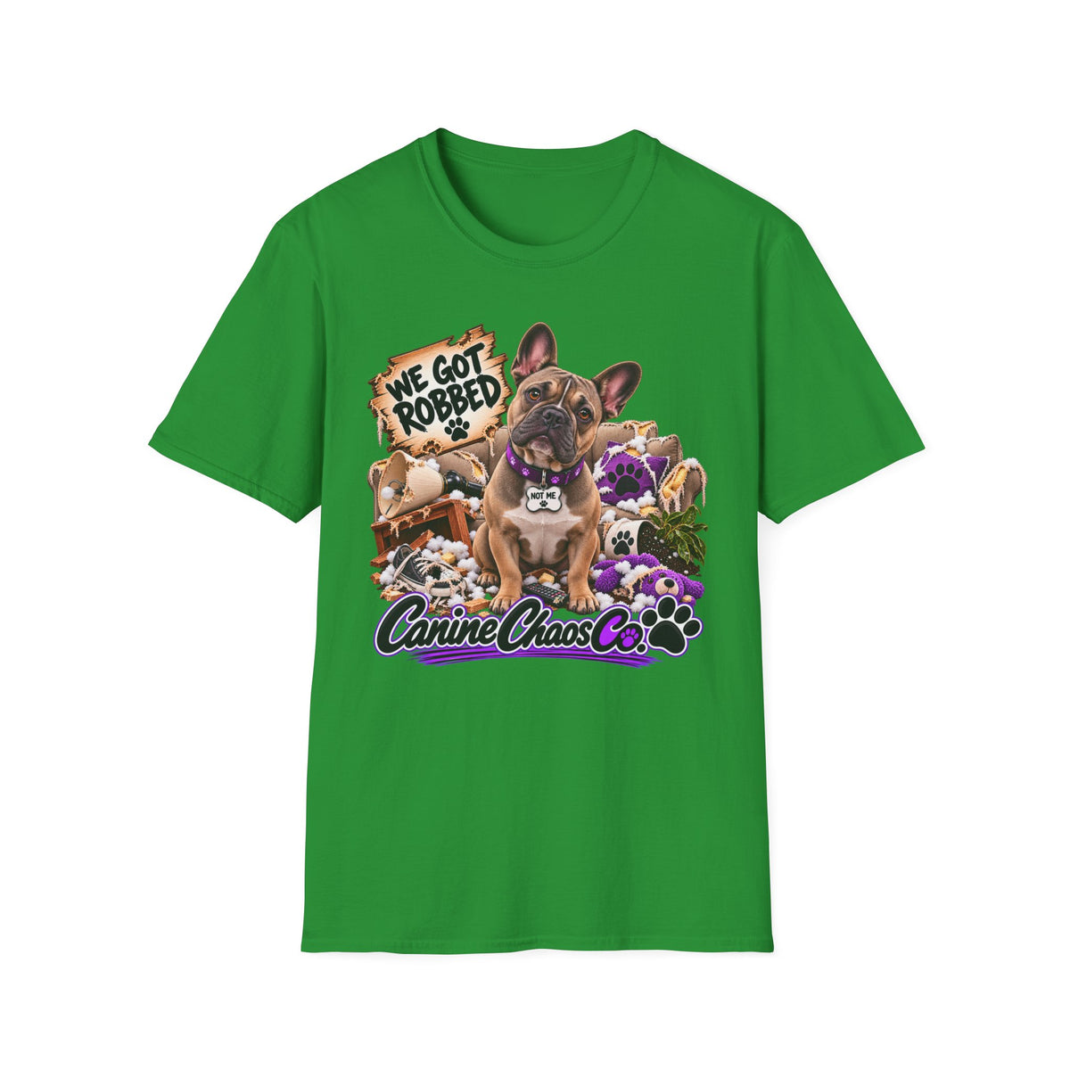 French Bulldog 'We Got Robbed' Graphic T-Shirt — Canine Chaos Co. Puppy Tee