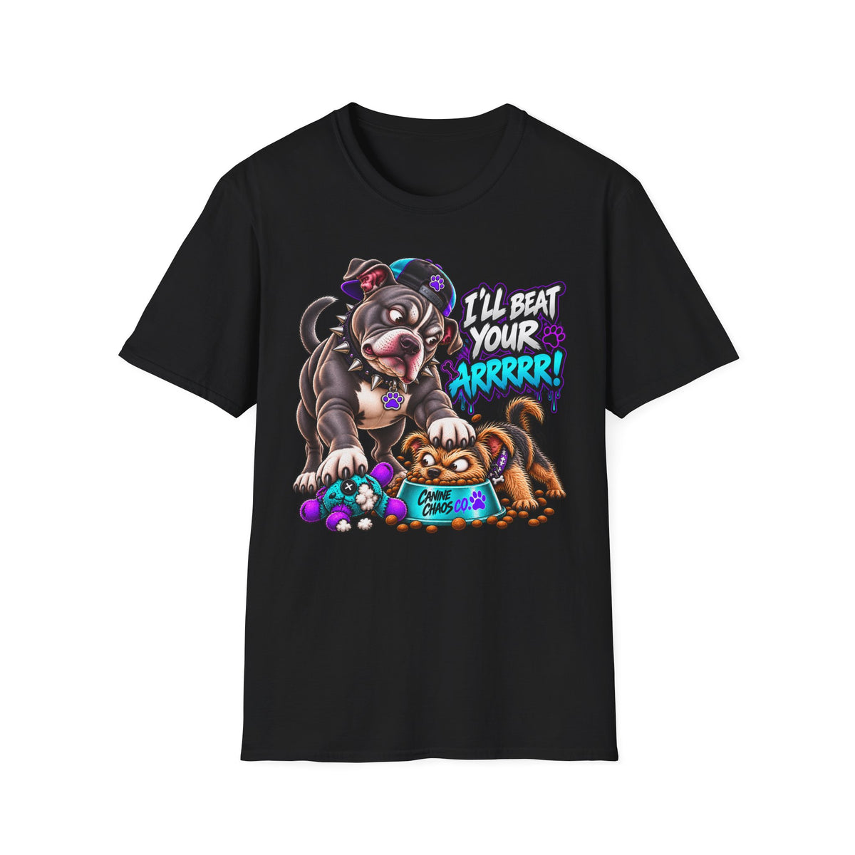 Pitbull Playful Tease T-Shirt – "I'll Beat Your Arghhh!" Cute Cartoon Dog Tee