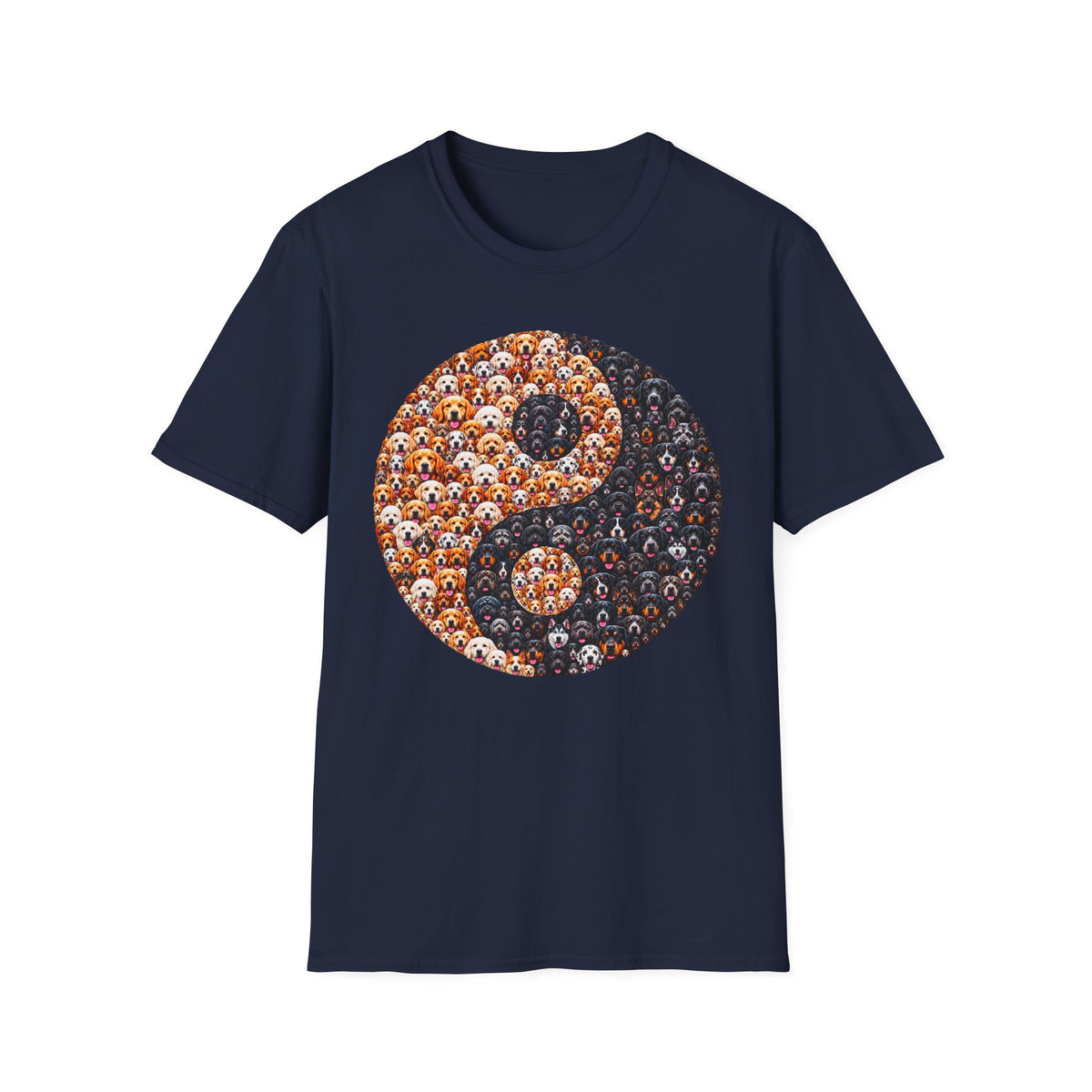 Yin Yang Dog Mosaic T-Shirt — Cute Paw Print Ying Yang Graphic Tee