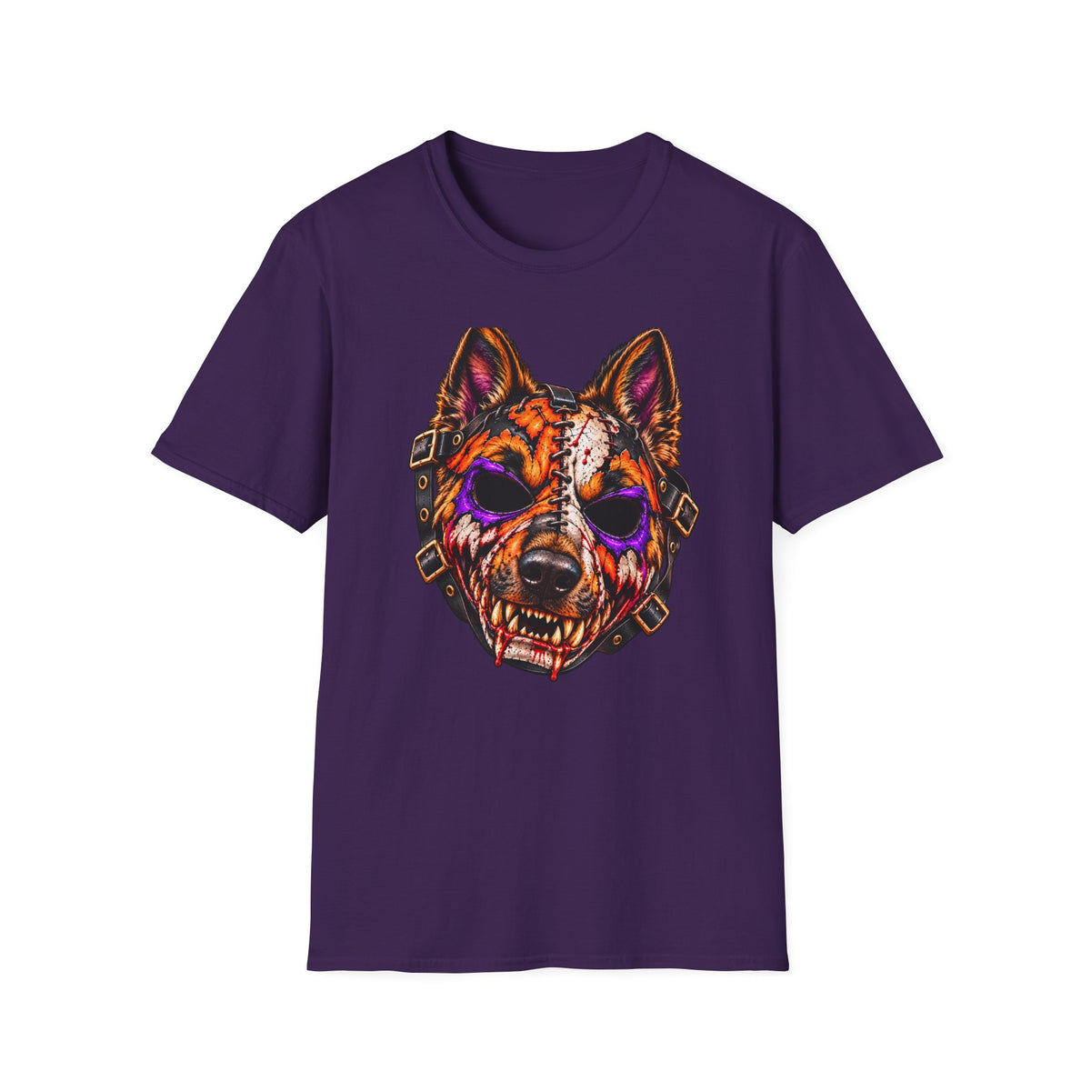 Horror Shepherd Mask T-Shirt — Neon Zombie Shepherd Graphic Tee