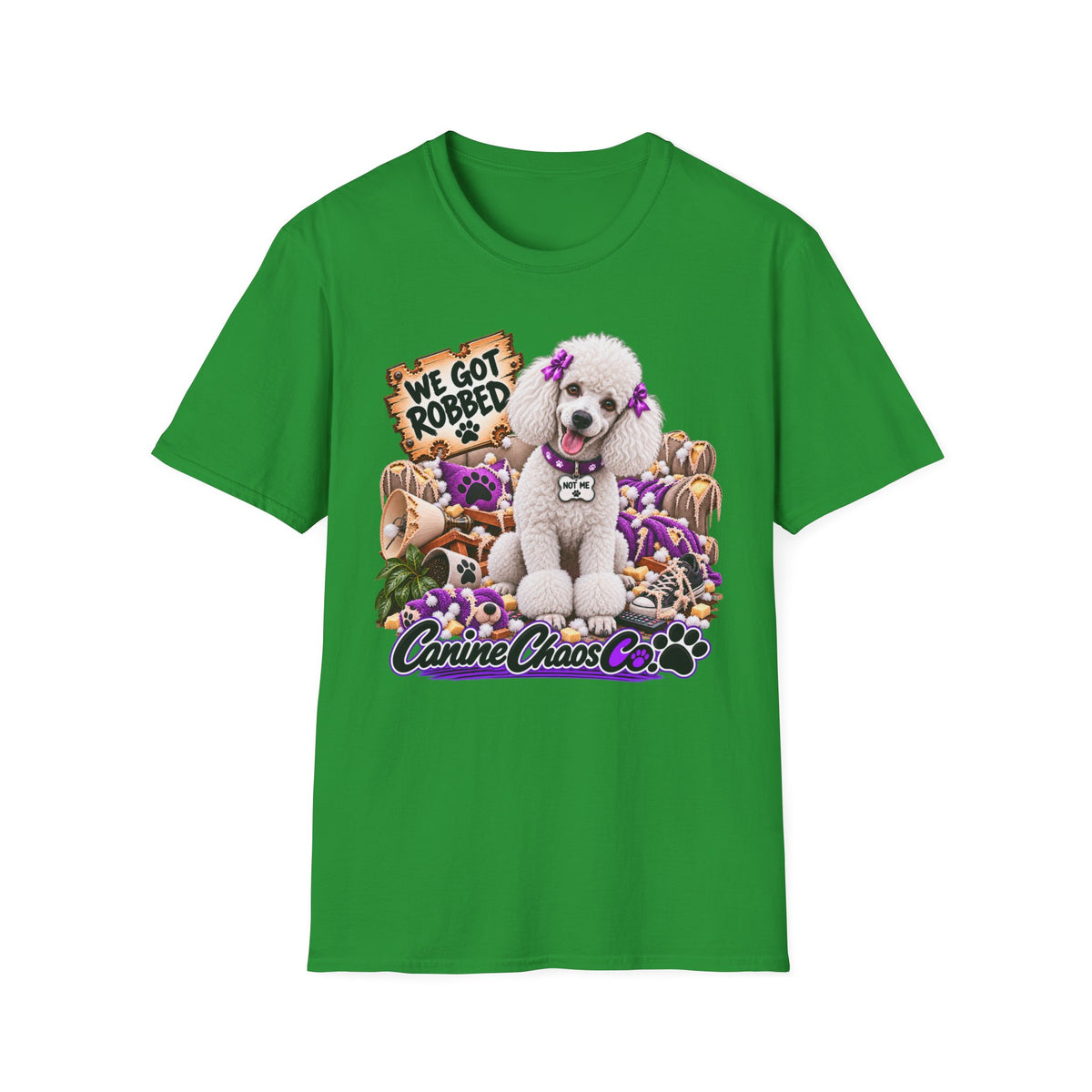 Poodle Pet Rescue Tee — “We Got Robbed” Canine Chaos Co. Graphic T-Shirt