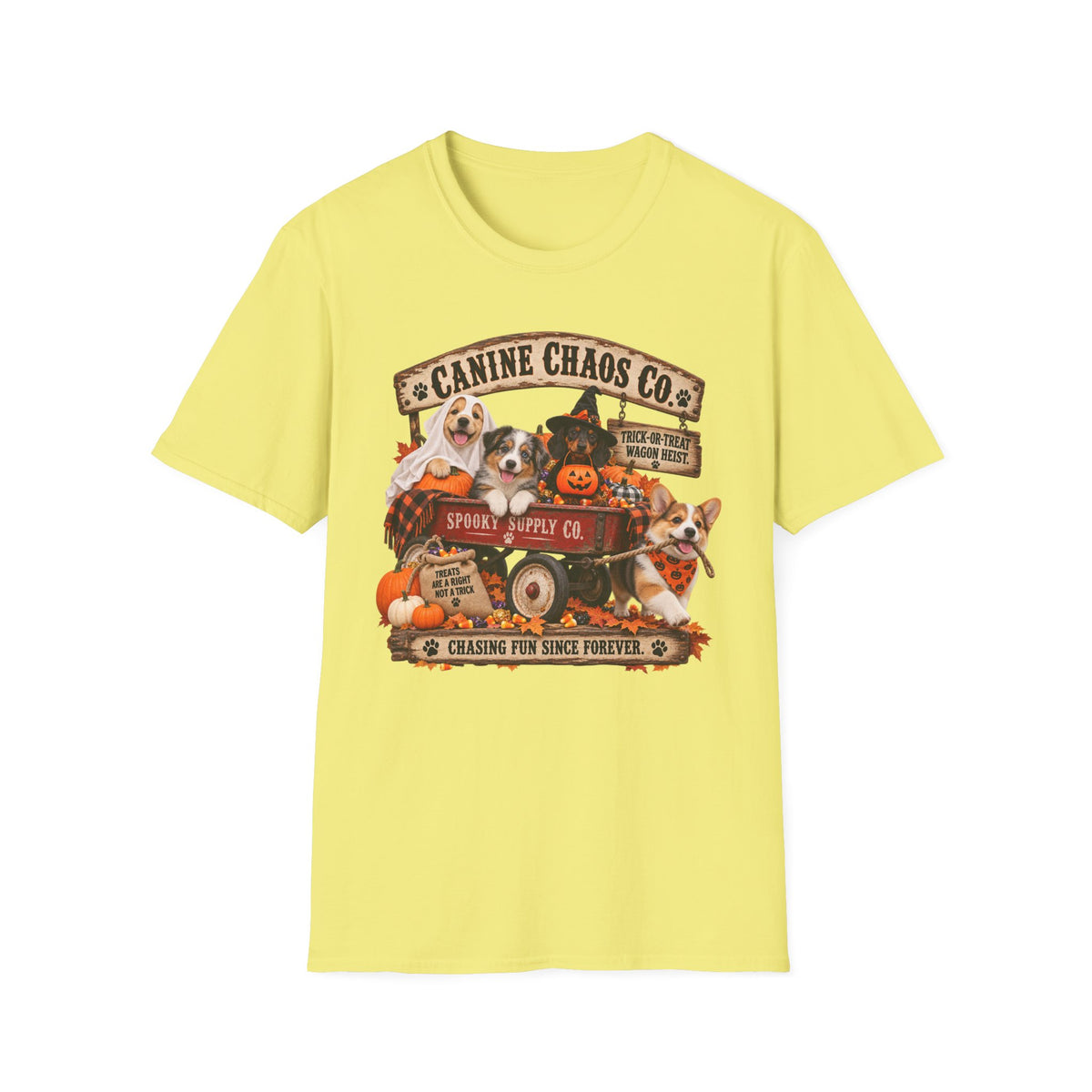 Canine Chaos Co. Halloween Dog T-Shirt — Pumpkins & Pups Fall Graphic Tee