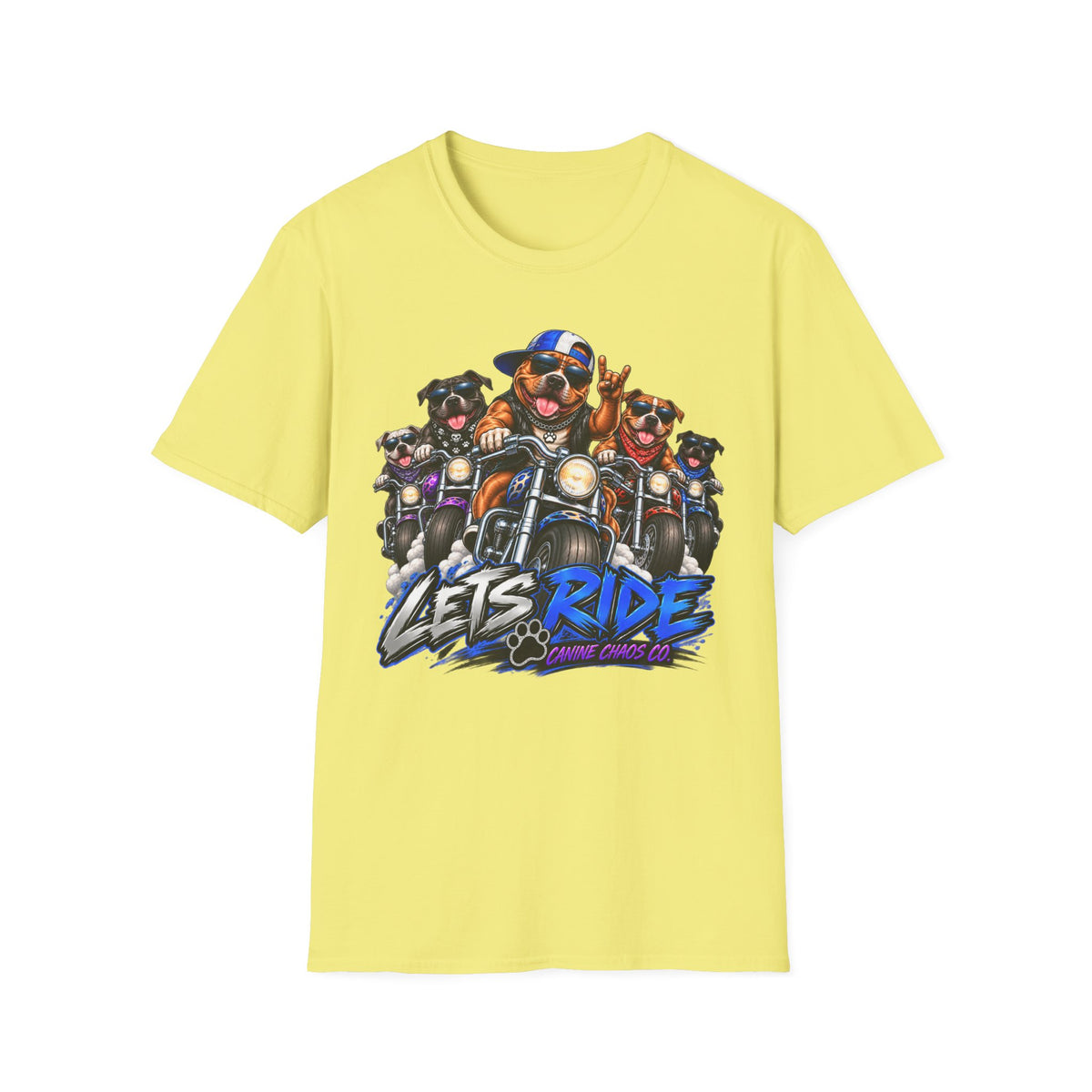 Let's Ride Dogs Motorcycle T-Shirt — Funny Biker Pups Graphic Tee