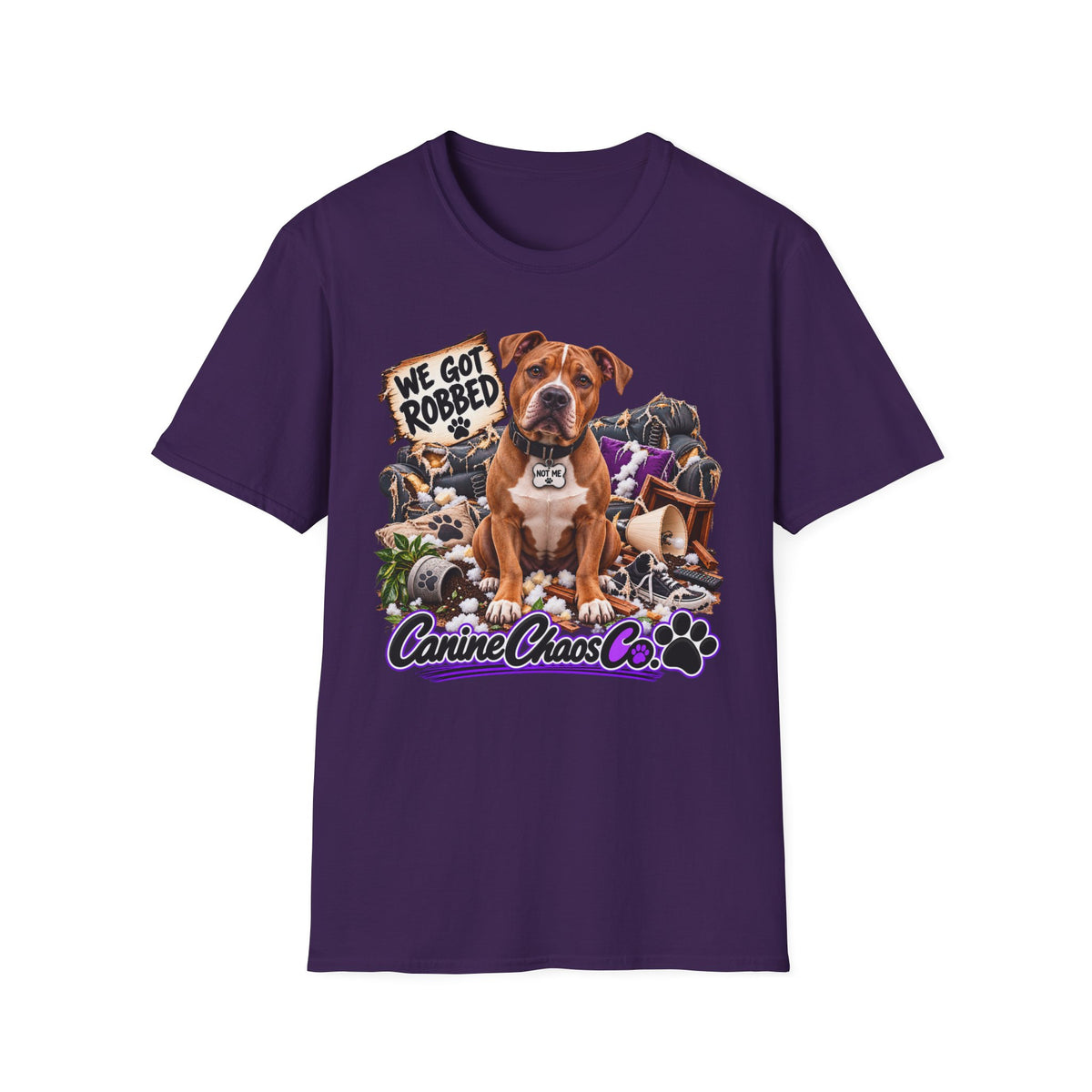 Canine Chaos Co. "We Got Robbed" Dog Graphic T-Shirt