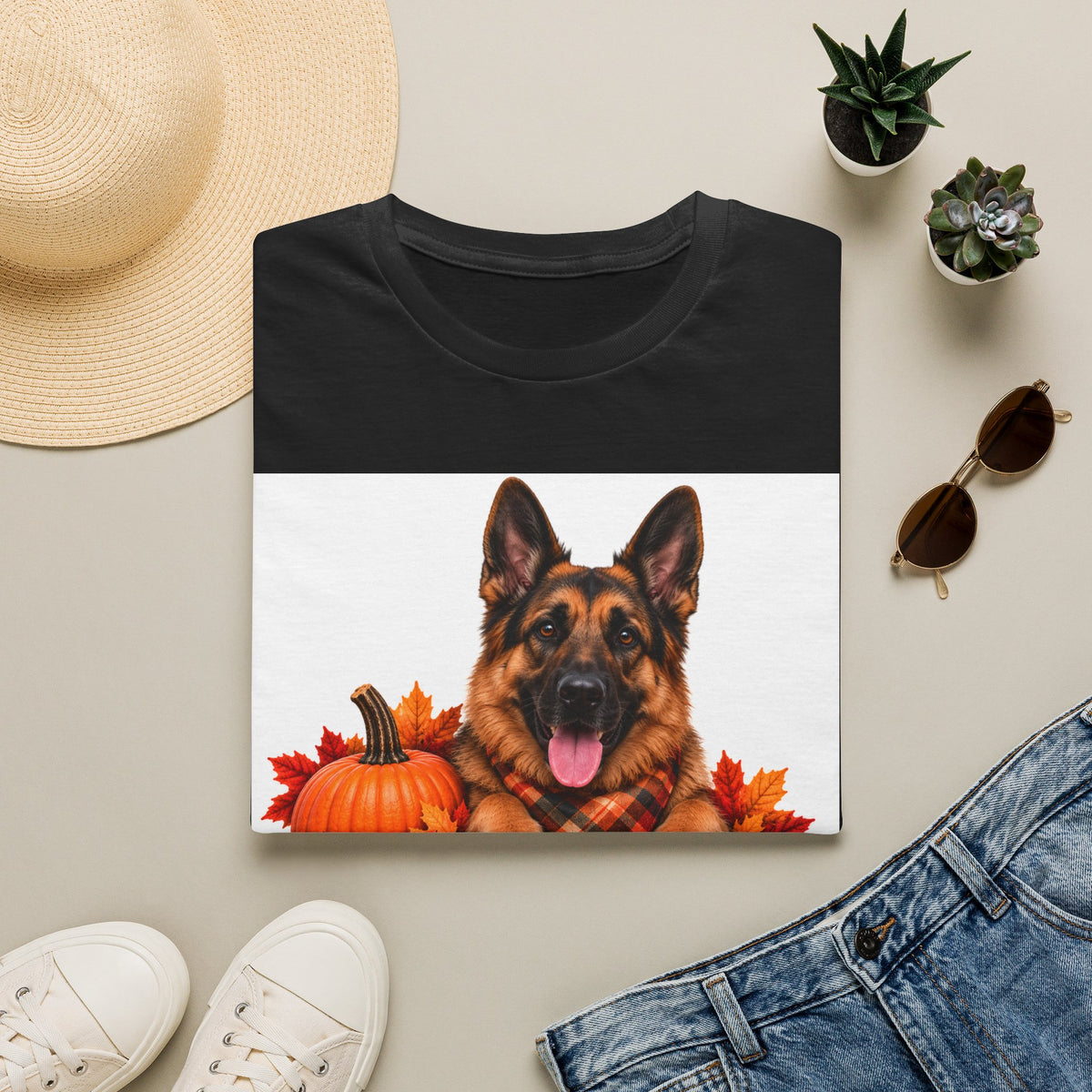 German Shepherd Autumn Tee — "Canine Chest Co." Fall Dog T-Shirt