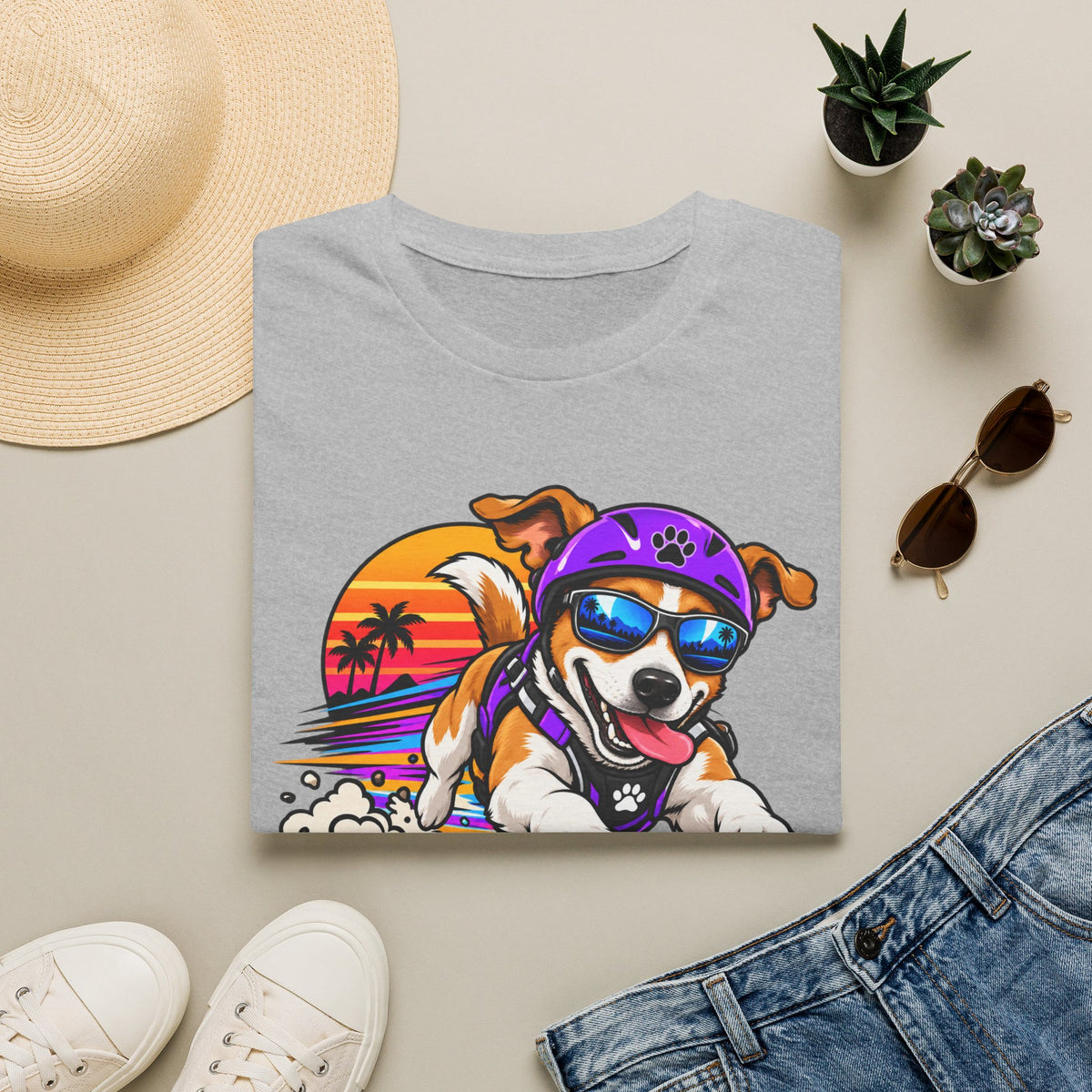 Full Send Dog T-Shirt – Retro Surfing Pup Graphic Tee