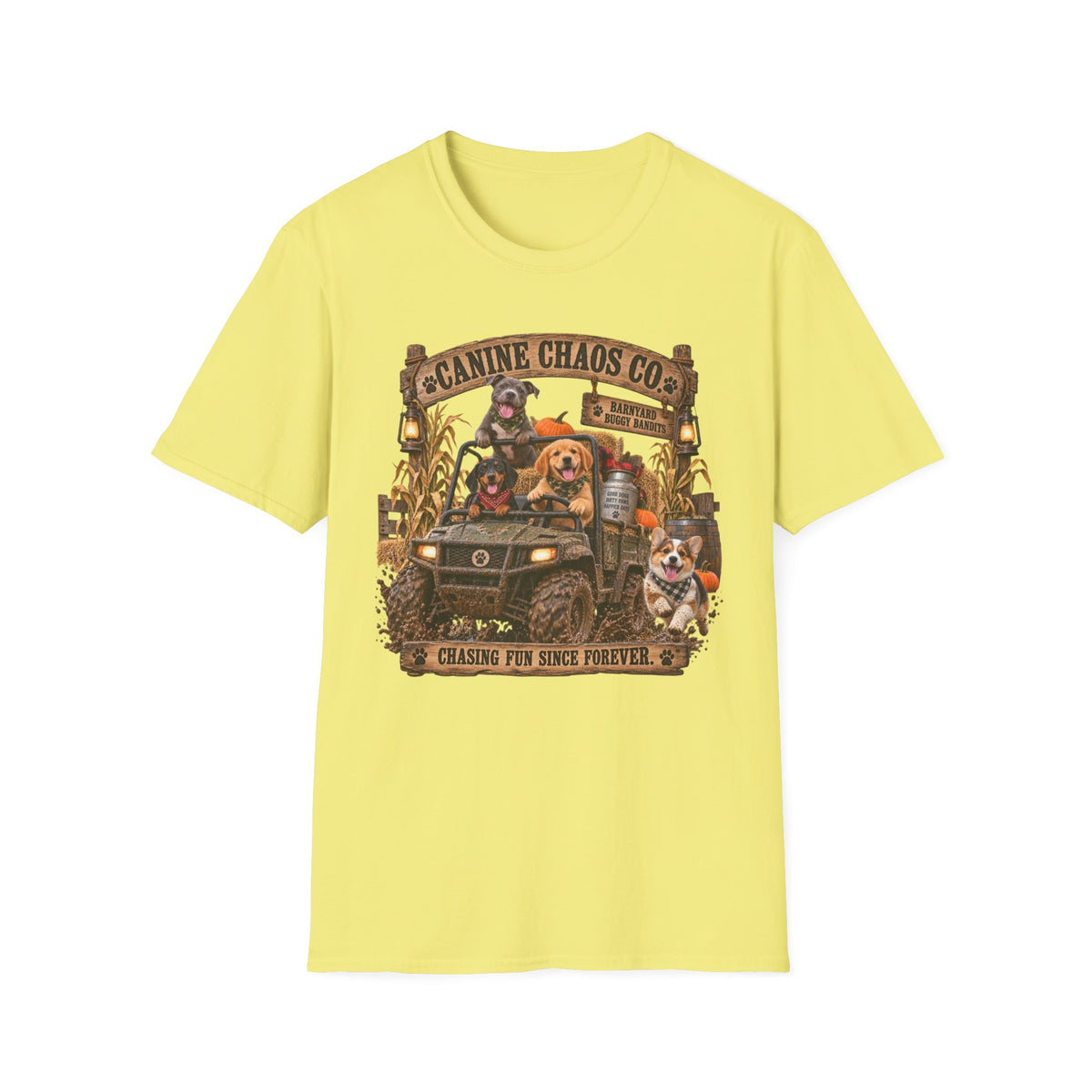Canine Chaos Co. T-Shirt — "Chasing Fun Since Forever" Dog Lover Tee