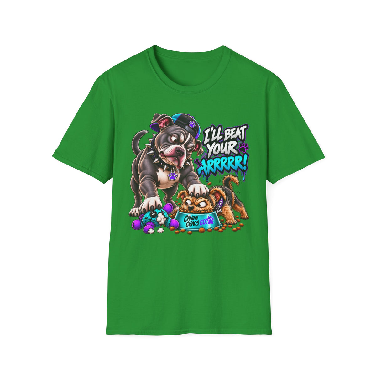 Pitbull Playful Tease T-Shirt – "I'll Beat Your Arghhh!" Cute Cartoon Dog Tee