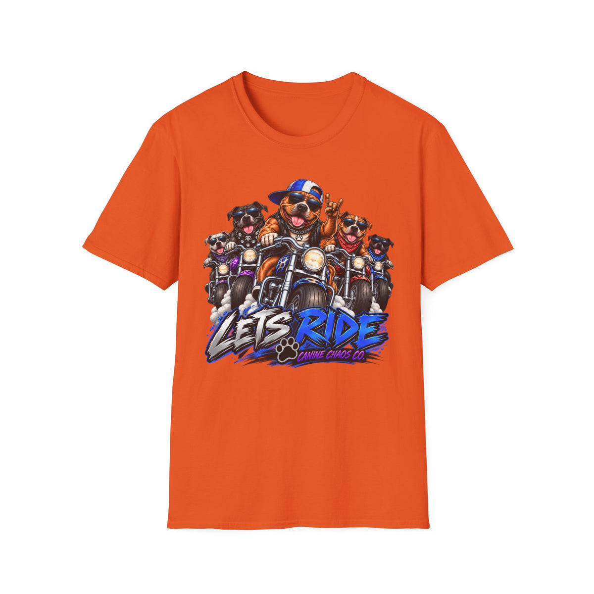 Let's Ride Dogs Motorcycle T-Shirt — Funny Biker Pups Graphic Tee