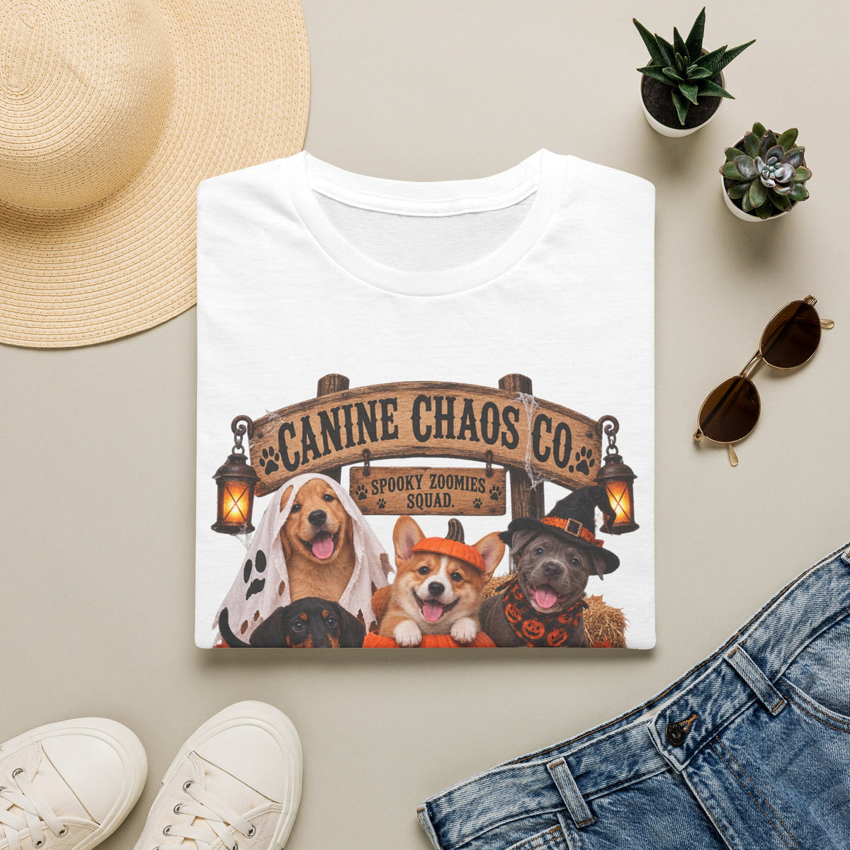 Canine Chaos Co. Halloween Dog T-Shirt — 'Chasing Fun Since Forever'