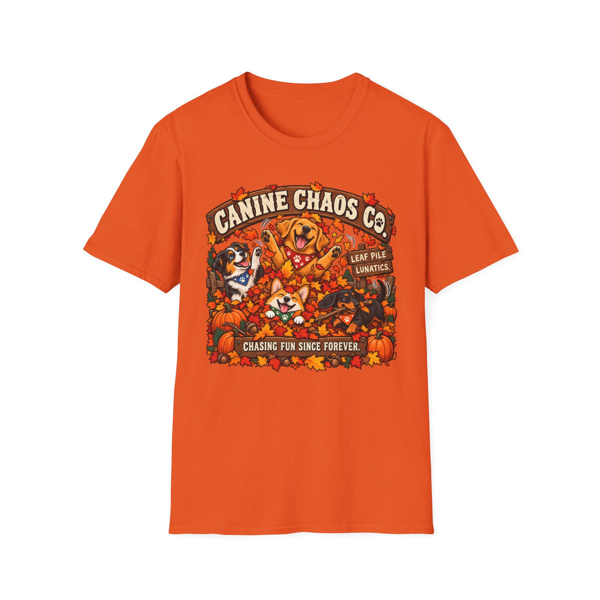 Canine Chaos Co. T-Shirt – Fall Pumpkin Dog Rescue Graphic Tee