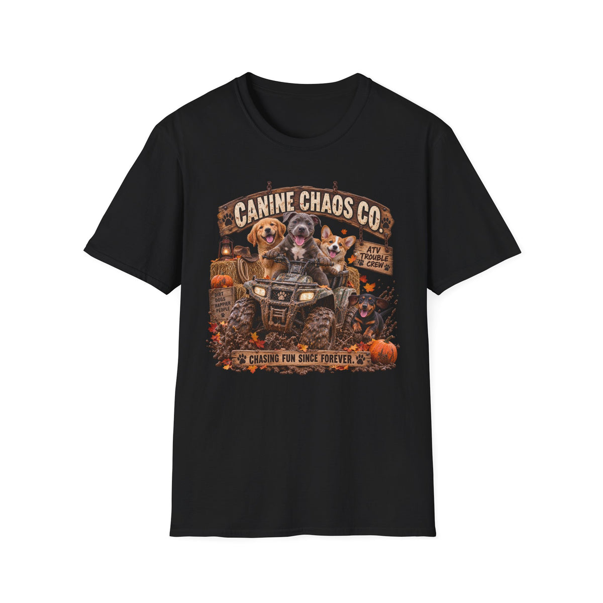 Canine Chaos Co. ATV Dogs T-Shirt – Funny Halloween Dog Lover Tee