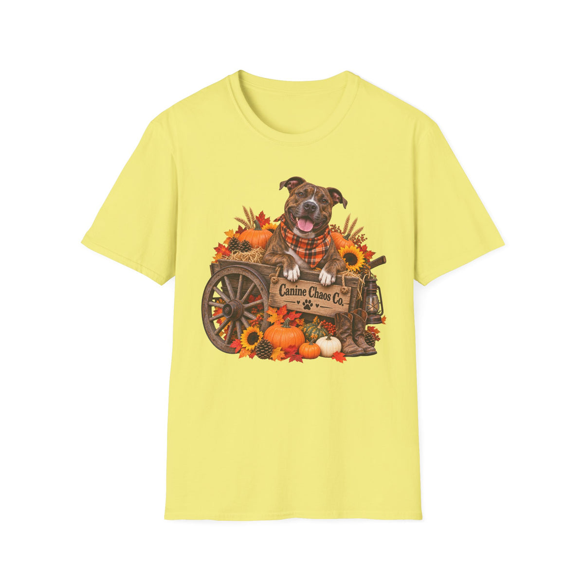 Fall Dog Harvest T-Shirt — 'Canine Chase Co.' Autumn Pumpkin Tee