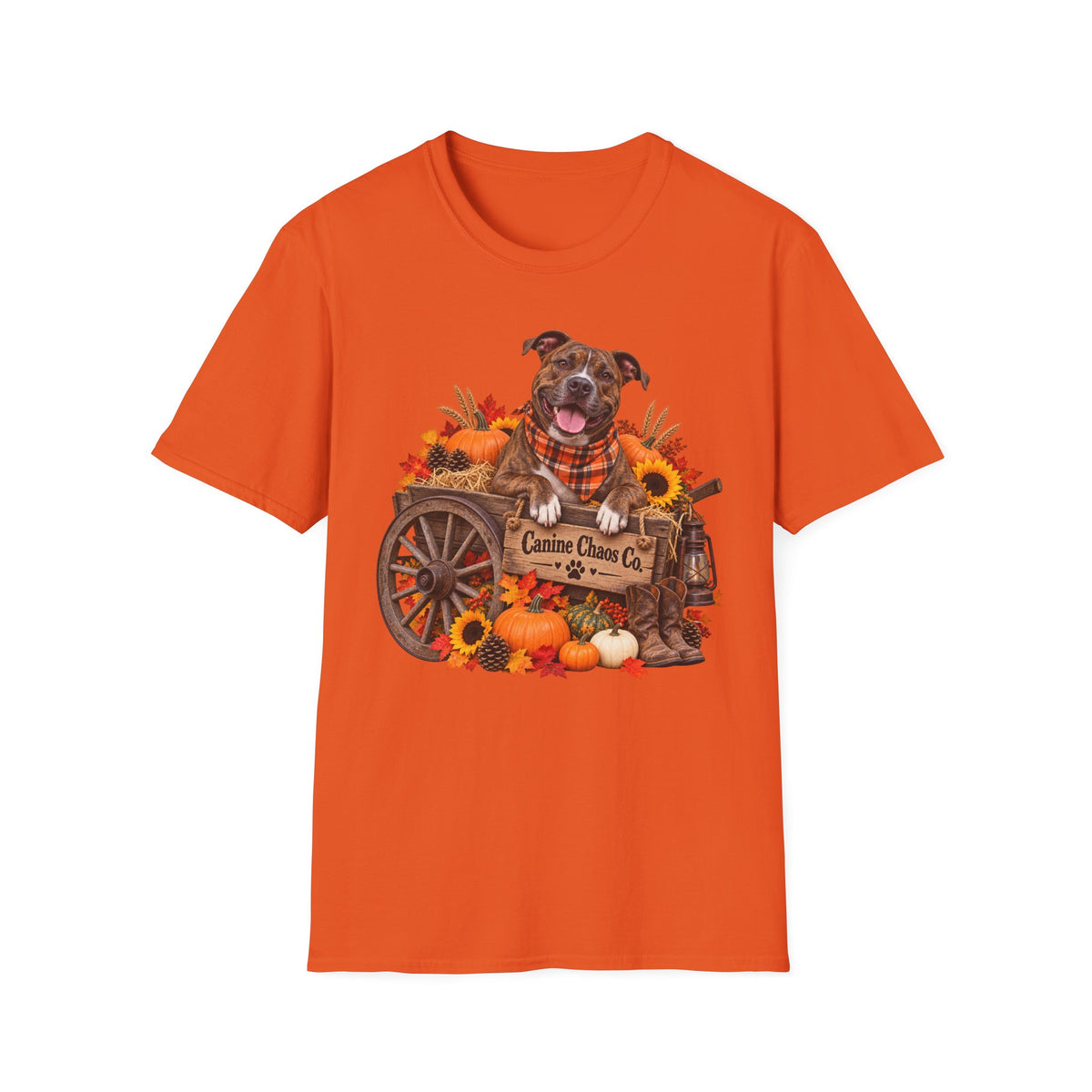 Fall Dog Harvest T-Shirt — 'Canine Chase Co.' Autumn Pumpkin Tee