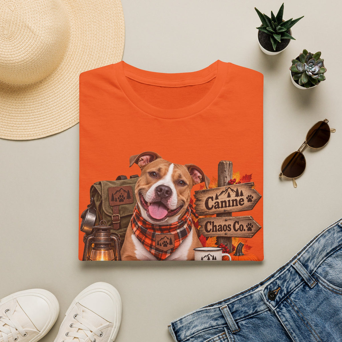 Canine Chaos Co. Fall Dog T-Shirt — Cute Plaid Bandana Puppy Tee